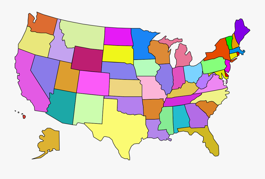 Colored Blank Us Map, Transparent Clipart