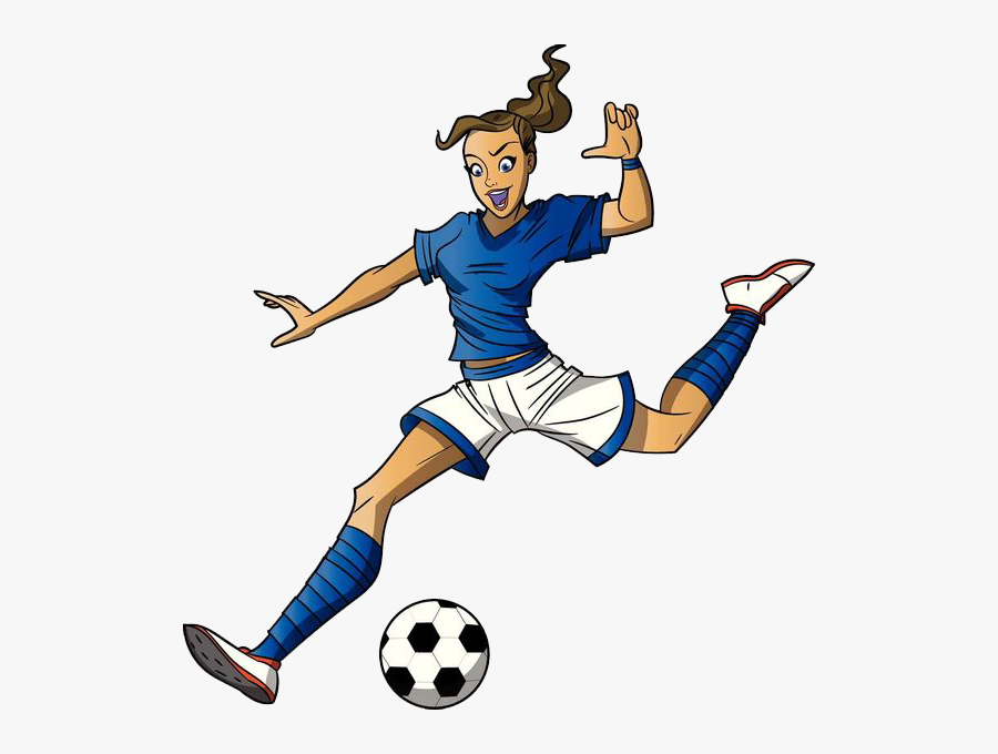 Kickball Clipart Sport - Cartoon Girl Kicking A Soccer Ball, Transparent Clipart