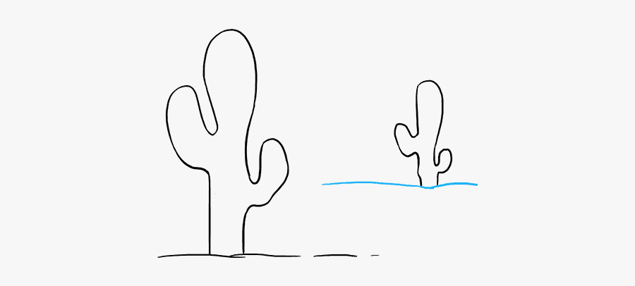 Line Drawing Of Cactus - Drawing, Transparent Clipart