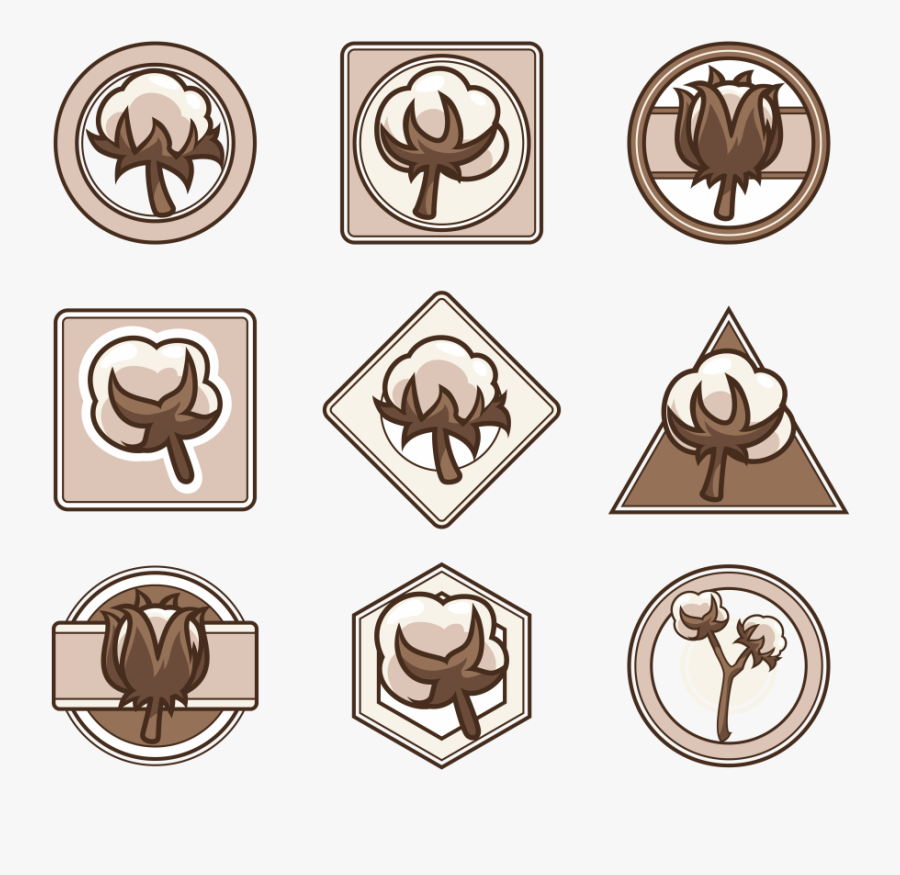 Cotton Flower Vector Labels - زهرة القطن Vector Png, Transparent Clipart