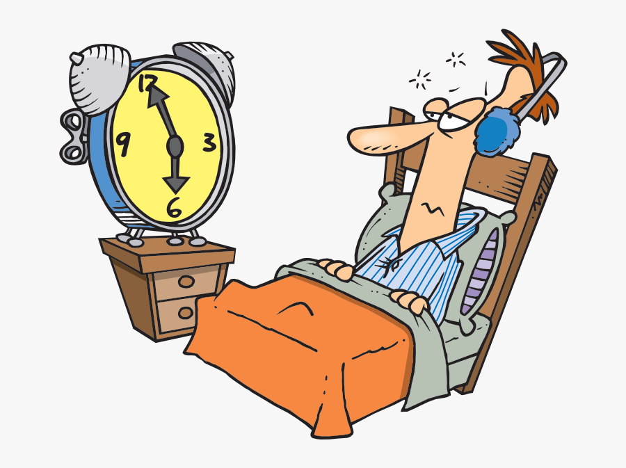 Guy In Bed With Alarm Clock - Cartoon People Waking Up, Transparent Clipart