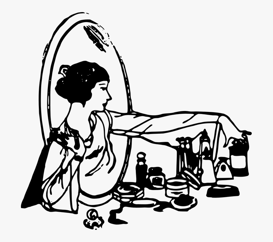 Woman Mirror Make - Retro Art Clips Transparent, Transparent Clipart