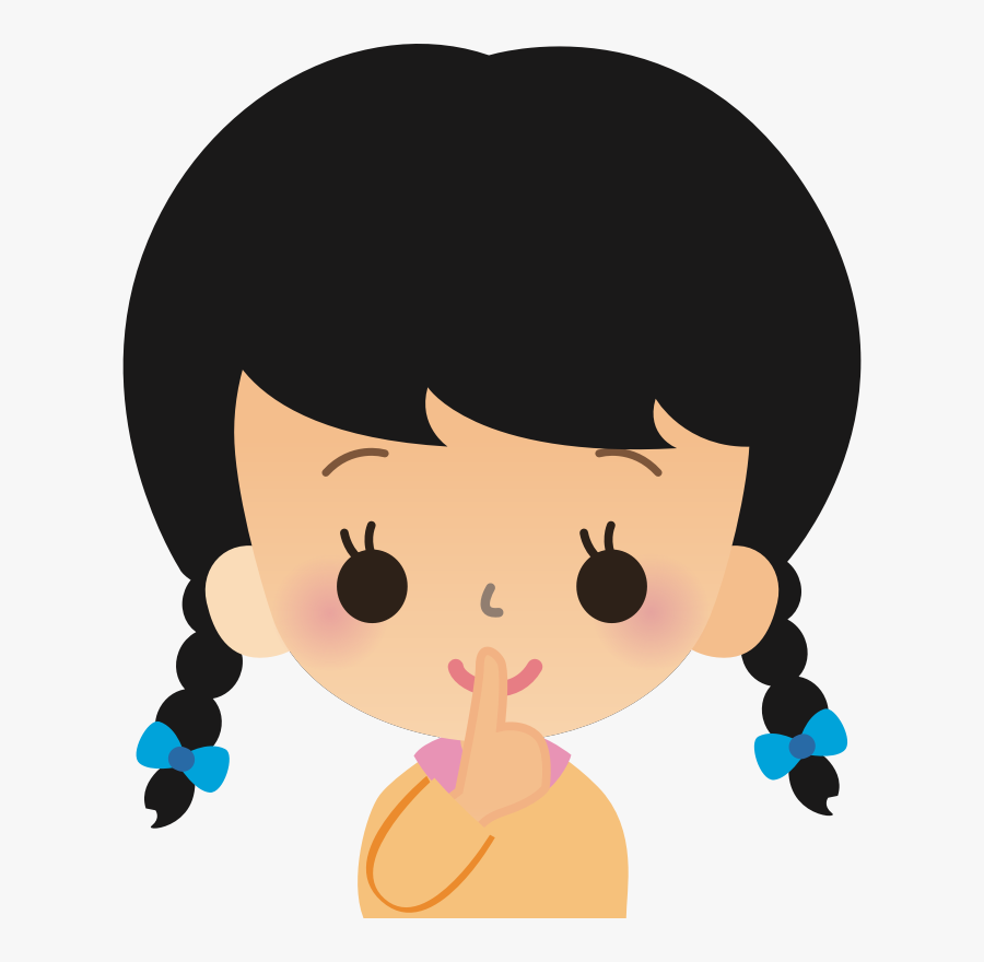 Art,black Hair,brown Hair - Shhh Clipart, Transparent Clipart