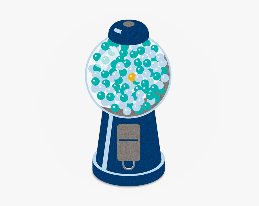 Gumball Machine Showing A Single Orange Gumball Among, Transparent Clipart