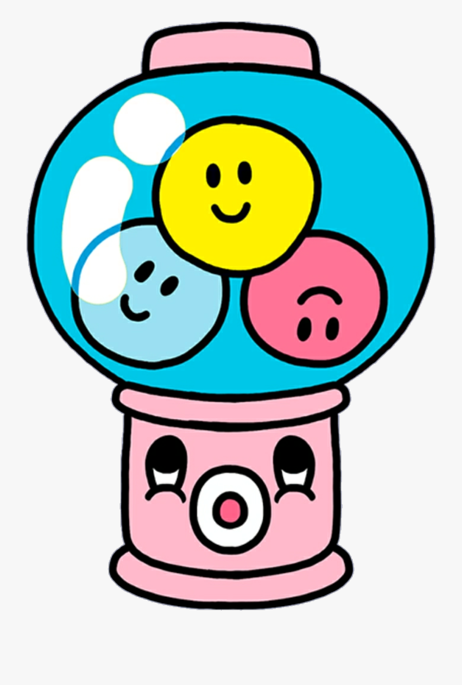 Transparent Gumball Machine Clipart - Cute Kawaii Bubble Gum, Transparent Clipart