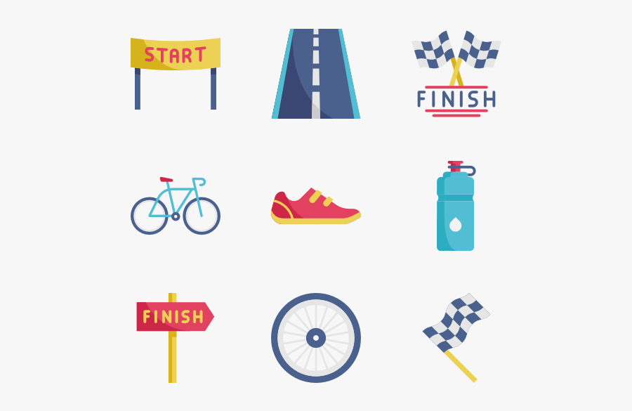 Road Bicycle Racing - Start Finish Icon Png, Transparent Clipart