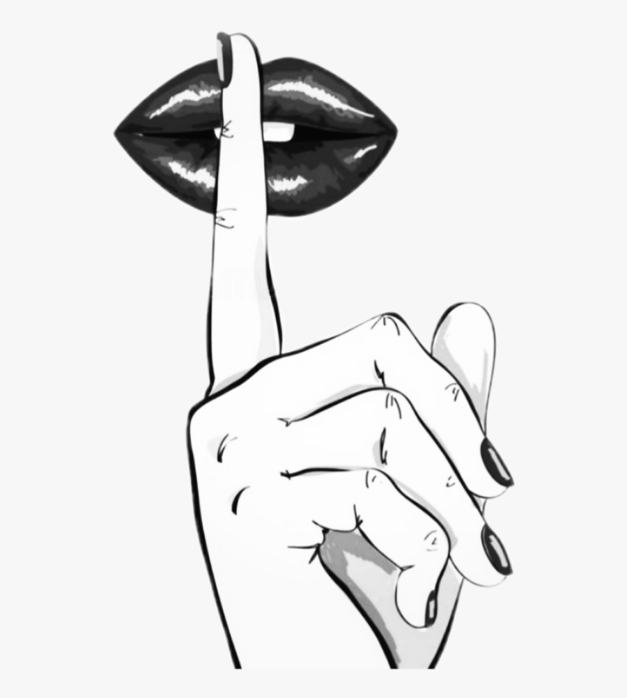 #secret #hush #shh #shhh #sticker #tumblr #aesthetic - Finger On Lips Drawing, Transparent Clipart