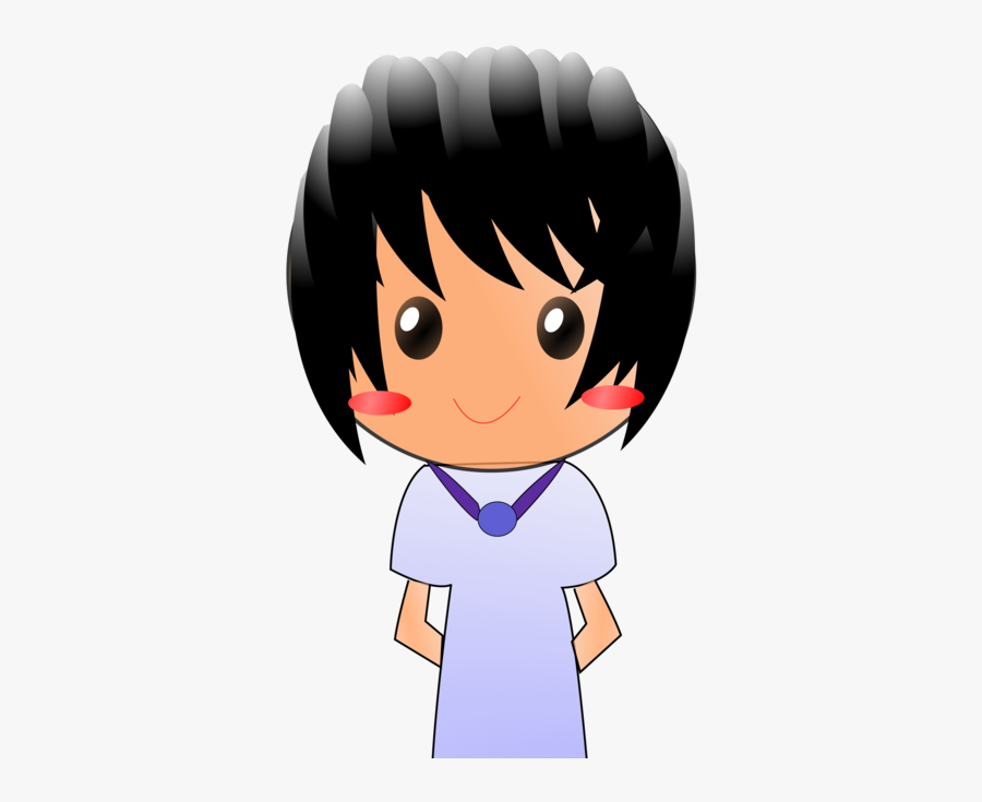 Emotion,hairstyle,black Hair - Niño Pelo Largo Animado, Transparent Clipart