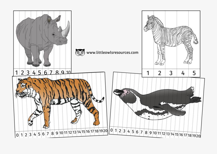 Zoo Animal Number Slice Cover - Black Rhinoceros, Transparent Clipart