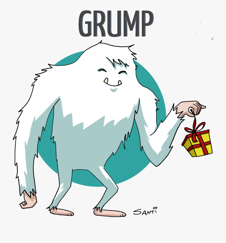 A Digital Illustration Of A Yeti Holding A Gift - Cartoon, Transparent Clipart