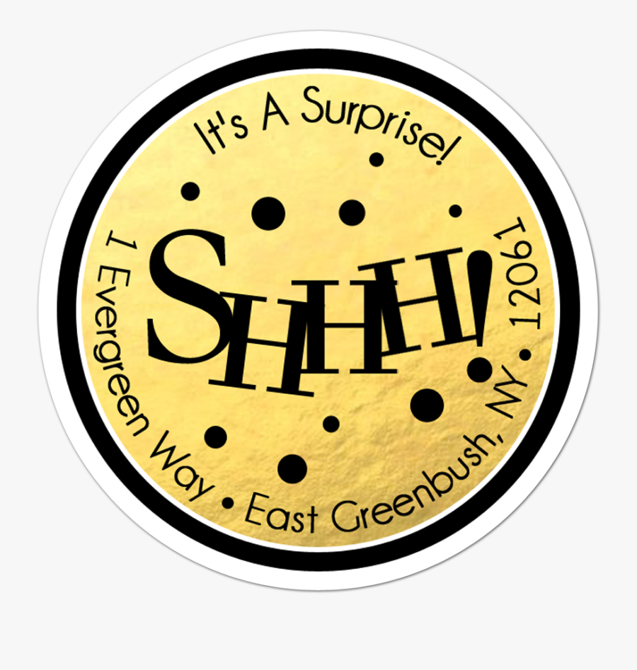 Shhh Surprise Faux Gold Foil Personalized Sticker - Suicide Clipart Black And White, Transparent Clipart
