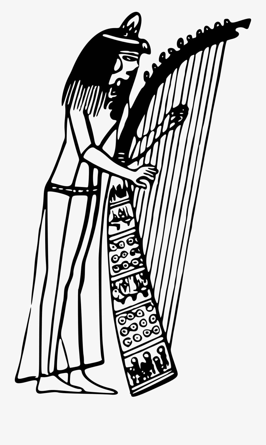 Transparent Musician Clipart - Egyptian Music Instrument Clip Art Black And White, Transparent Clipart