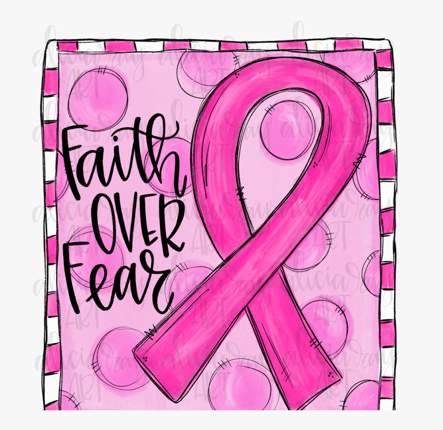 Faith Over Fear Breast Cancer Ribbon Sublimation Png - Paper, Transparent Clipart