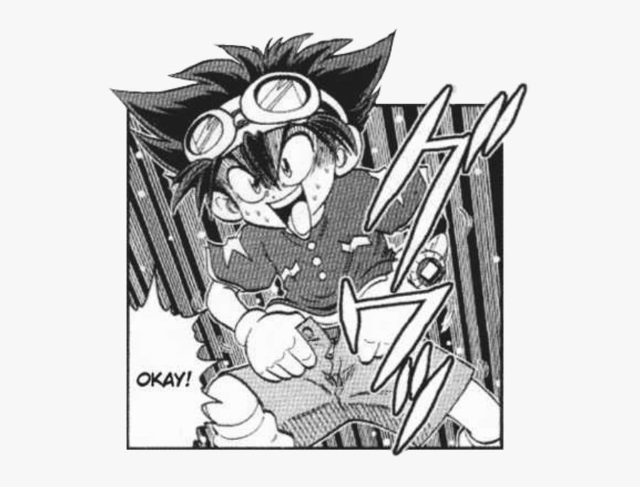 Okay Tai Kamiya Digimon Black And White Cartoon Fictional - Cartoon, Transparent Clipart