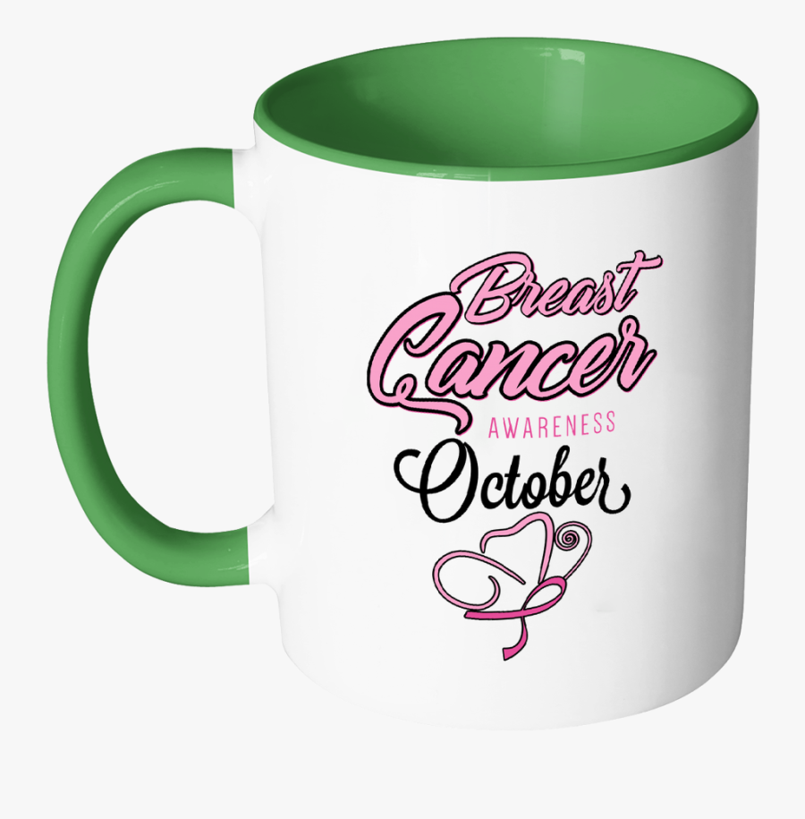 Breast Cancer Awareness October Pink Ribbon Gift Merchandise - Mug, Transparent Clipart