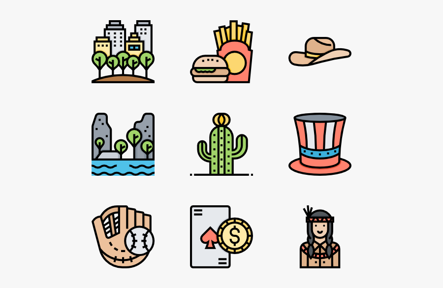 America - Icons That Describe The Usa, Transparent Clipart