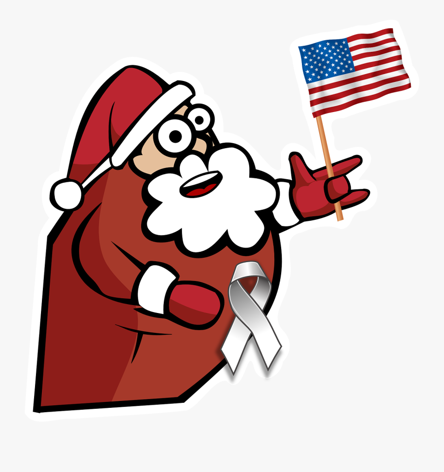 Transparent Usa Flag Vector Png - Santa American Flag Clipart, Transparent Clipart