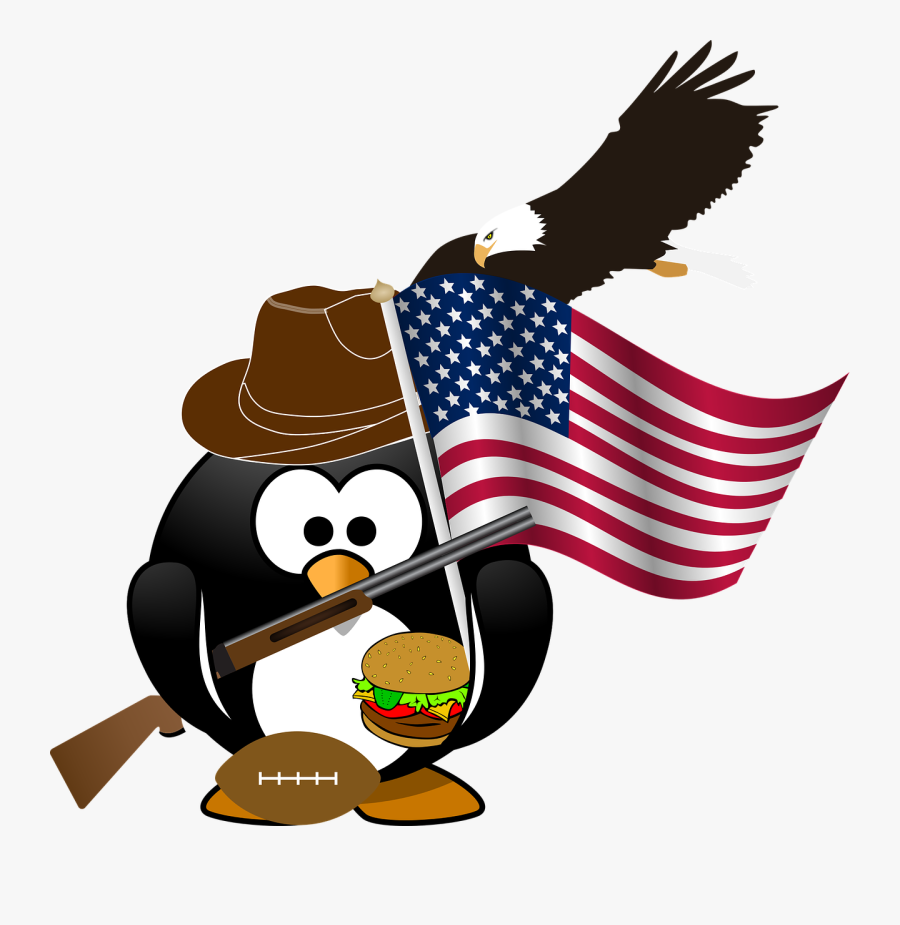 Penguin Flag Eagle Free Picture - Bald Eagle Flying Clip Art, Transparent Clipart