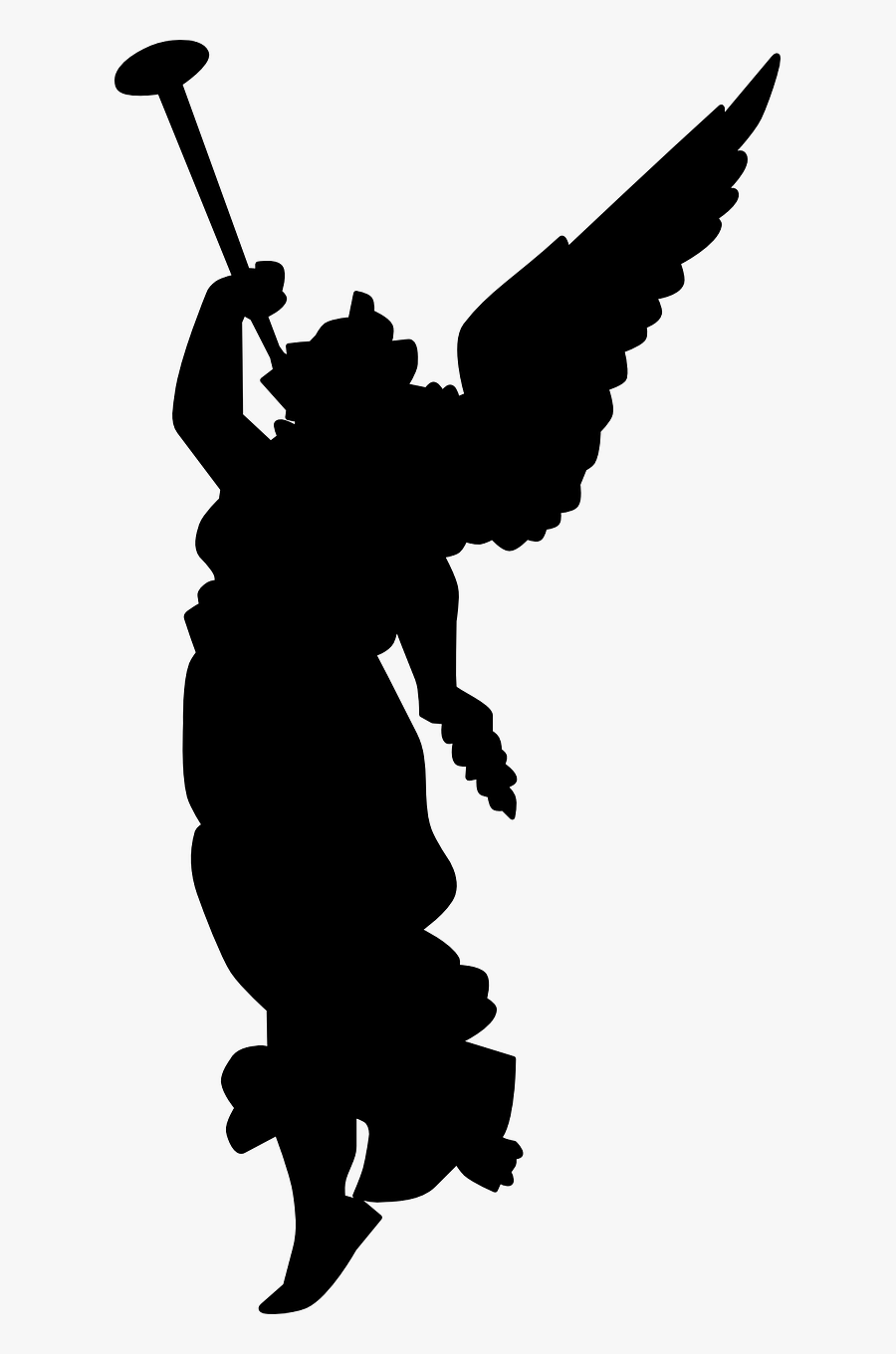Christmas Angels Clipart Black And White - Angel Announcing Silhouette Png, Transparent Clipart