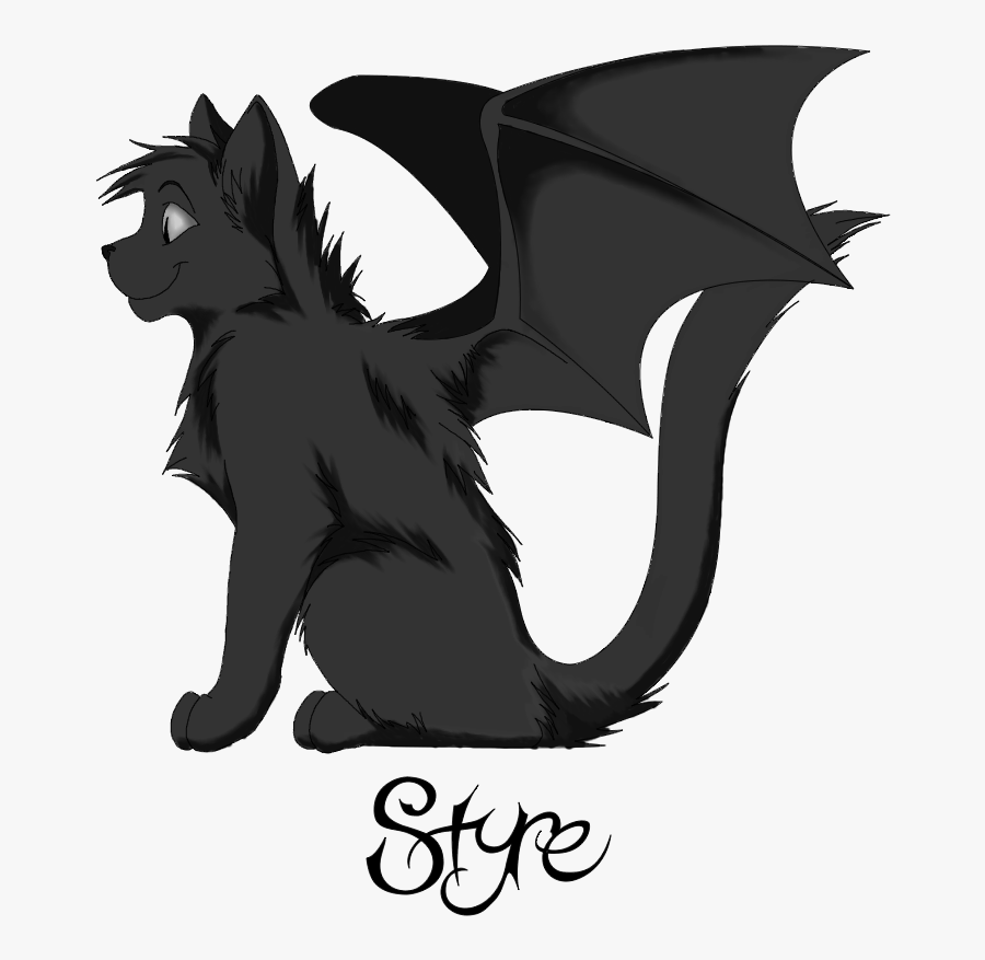 Demon Cat Styre - Black Cat With Wings, Transparent Clipart