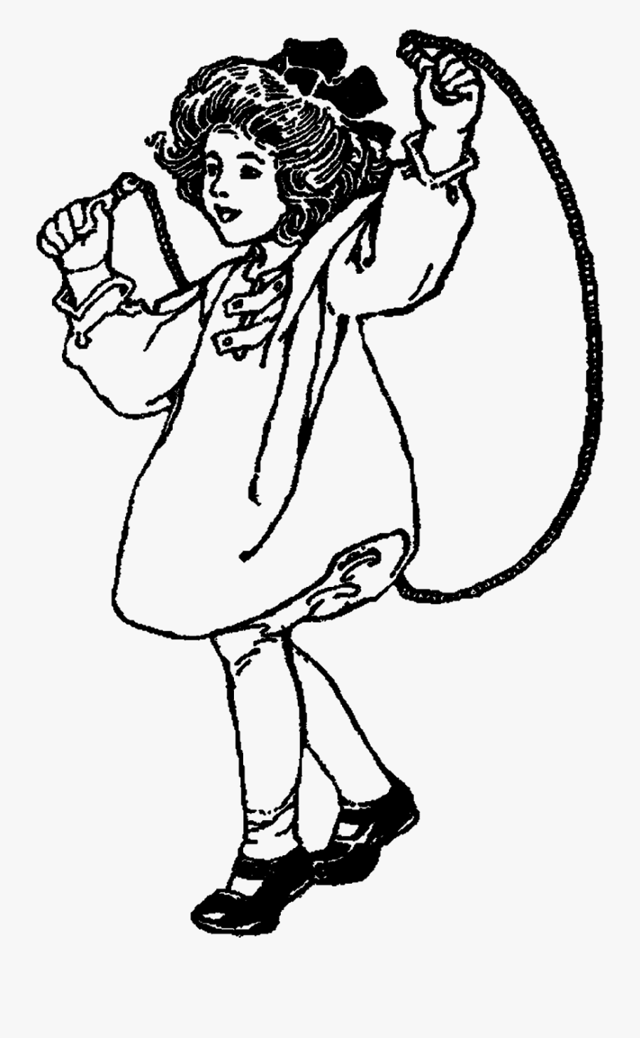 Girl Illustration Jump Rope - Line Art, Transparent Clipart