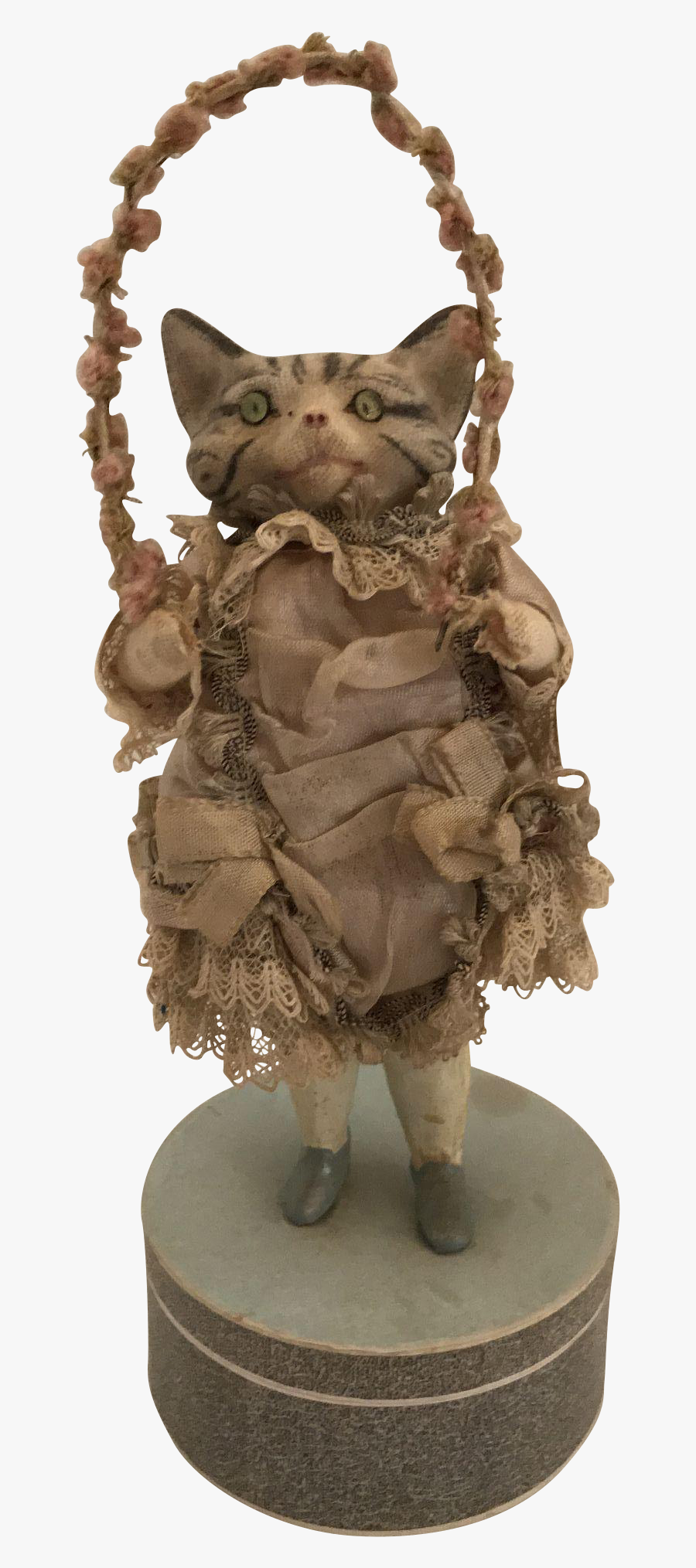 10 1/2 Antique German Dressed Cat Jumping Rope, Candy - Figurine, Transparent Clipart