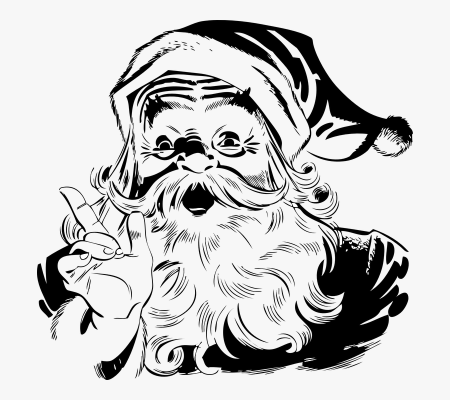 Santa Claus Black And White, Transparent Clipart
