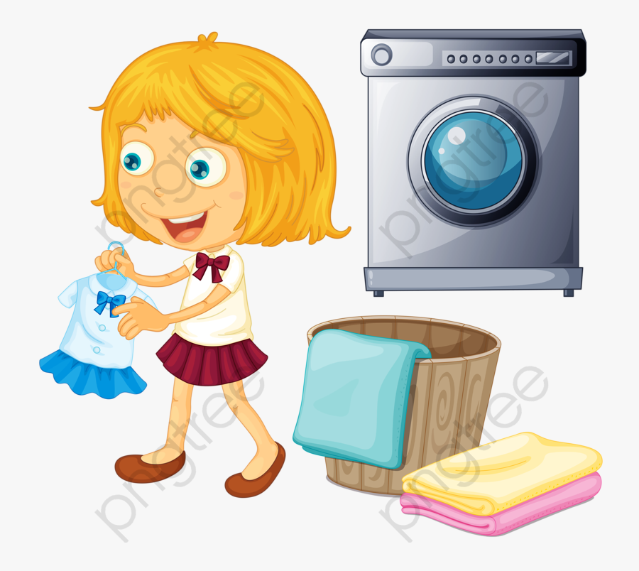 Laundry Girl - Máy Giặt Tự Động, Transparent Clipart