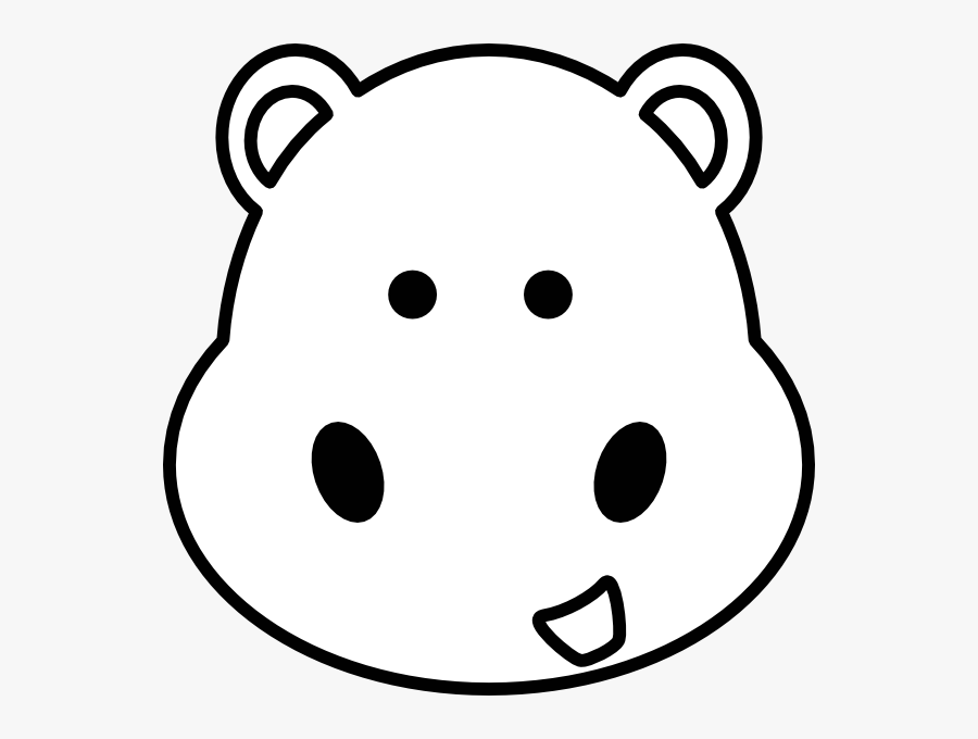Hippo Head Clip Art - Cute Animals Clip Art Black And White, Transparent Clipart