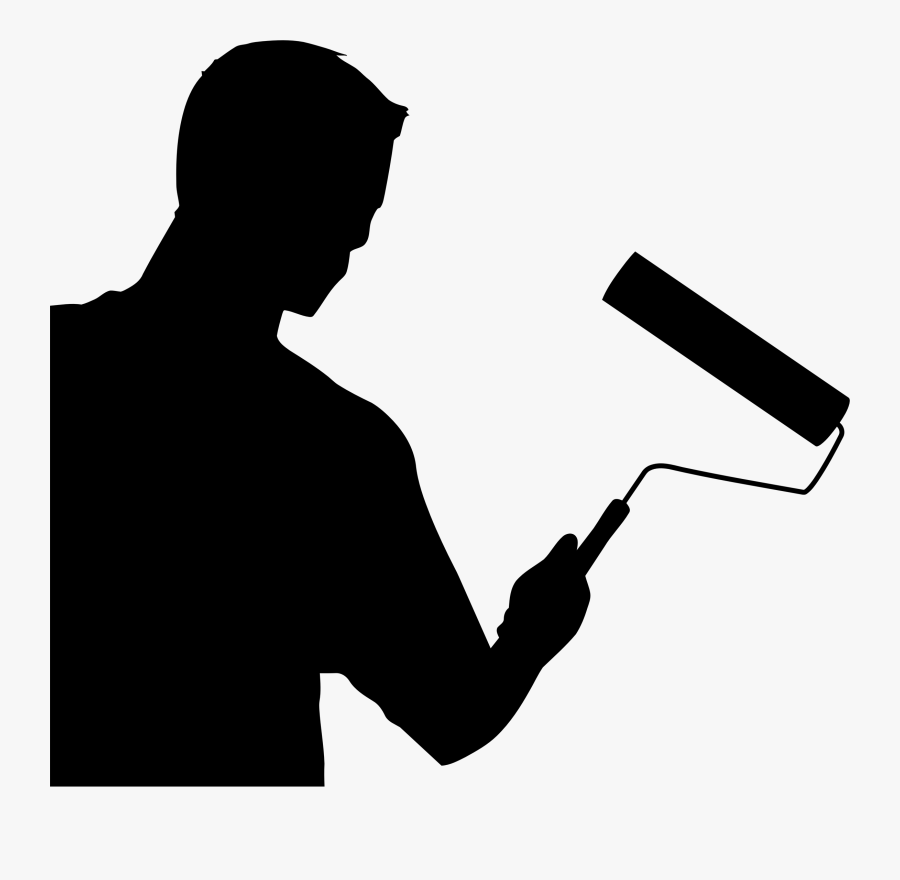 Man Painting Clipart - Painter Clipart Silhouette, Transparent Clipart