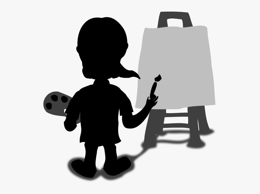 Cartoon Character Painting Blank Slate Svg Clip Arts - Silhouette Child Painting Png, Transparent Clipart