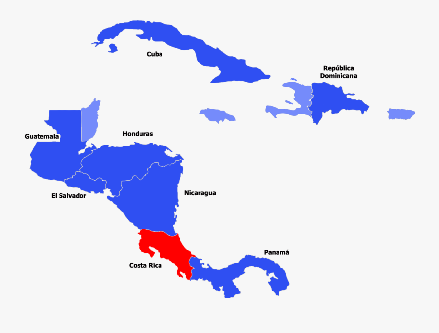 Clip Art Map Of Central America And The Caribbean - Central America Map Simple, Transparent Clipart