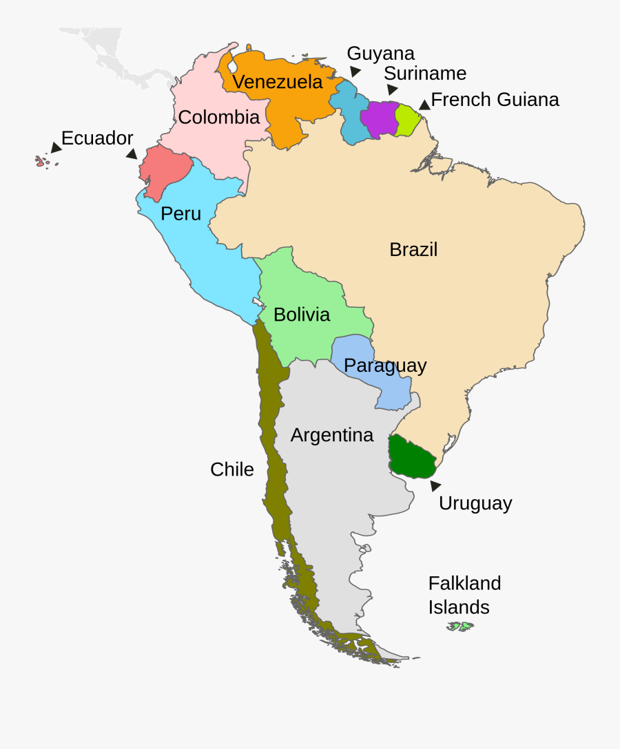 Countries Of South American Regions, Transparent Clipart