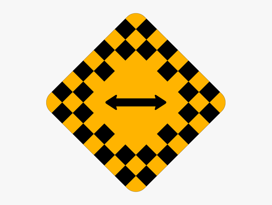 Black And Yellow Checkered Road Sign, Transparent Clipart