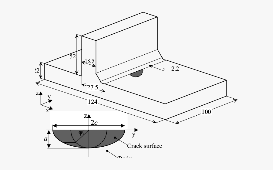 Geometry Of The Surface Cracked T-butt Welded Body, Transparent Clipart