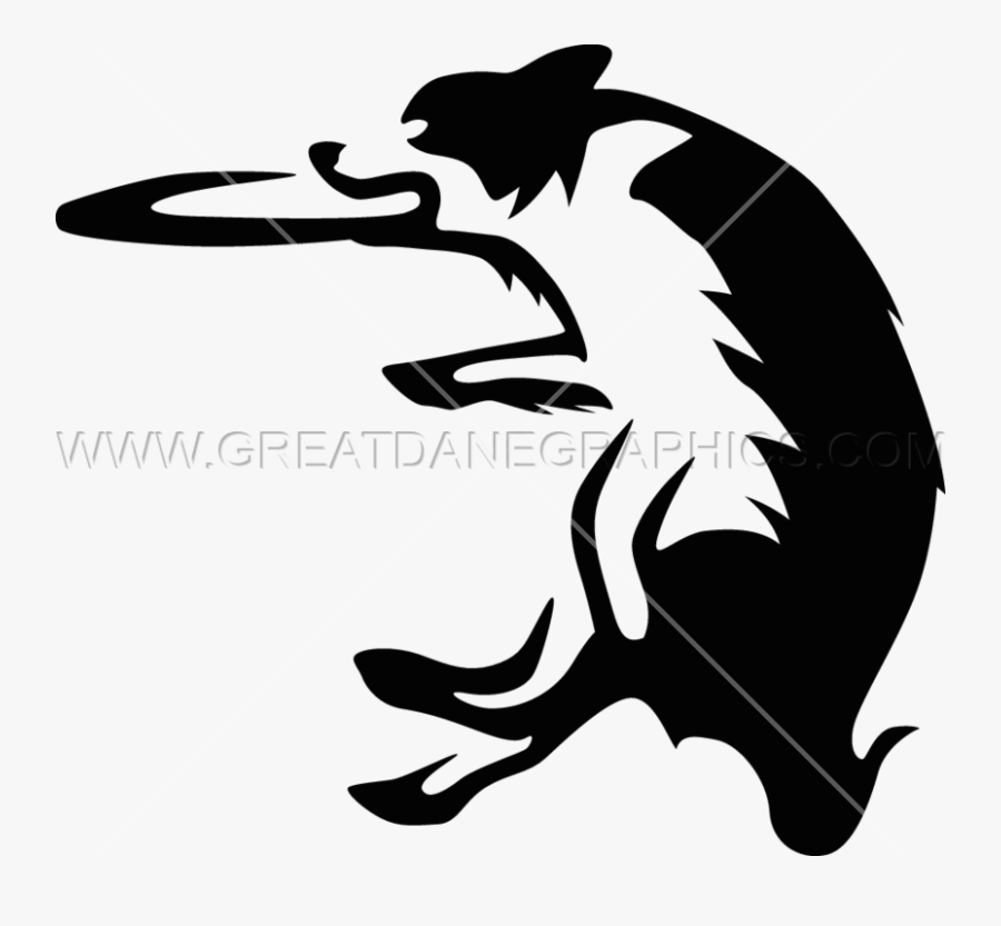 Dog Catching Frisbee Silhouette, Transparent Clipart