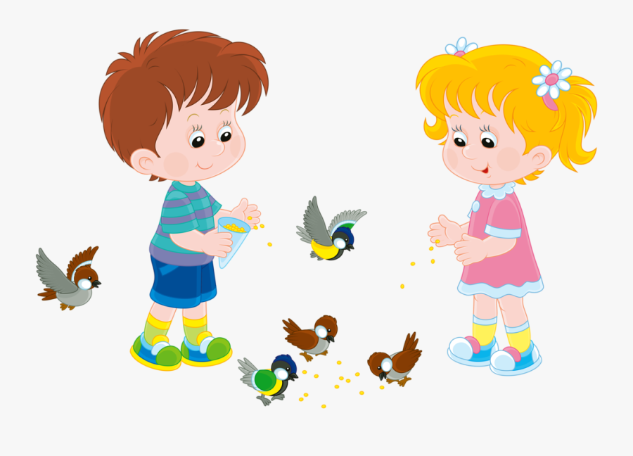 Boy Feeding Bird Clipart - Boy Feeding Birds Clipart, Transparent Clipart