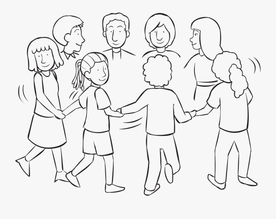 The Clock Initiative - People Holding Hands In A Circle Drawing, Transparent Clipart