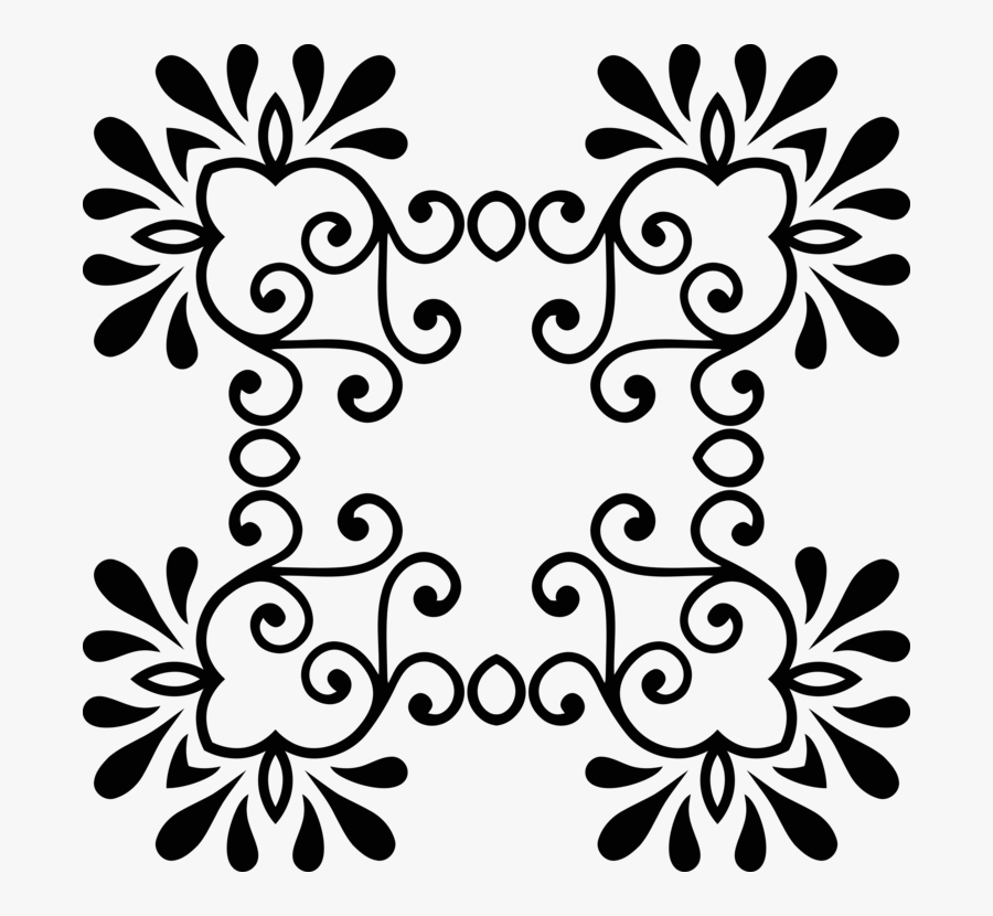 Symmetry,monochrome Photography,petal - Black Floral Png Designs, Transparent Clipart