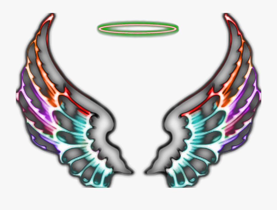 #rainbow #freetoedit #wings #halo #idk - Picsart Neon Wings Png, Transparent Clipart