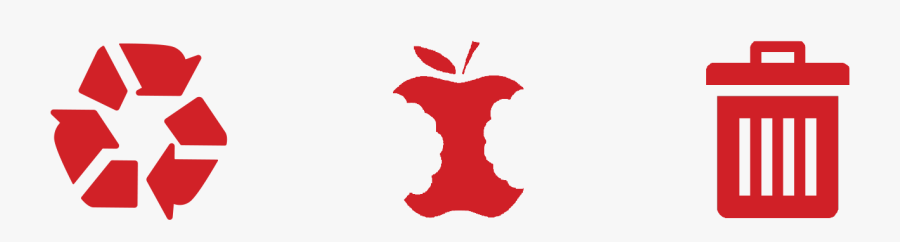 Recycle, Bitten Apple Core, And Trash Can - Emblem, Transparent Clipart