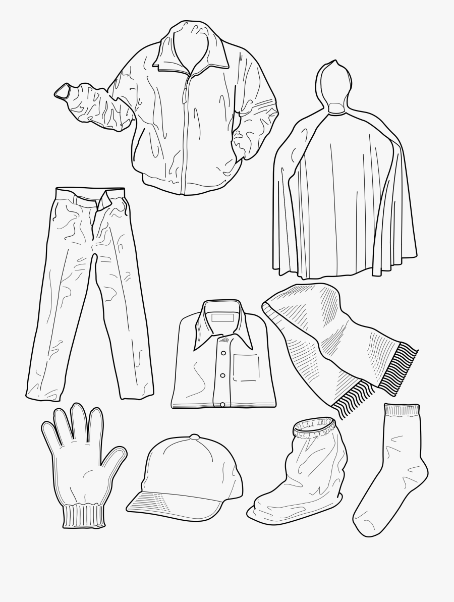 Clothes Png Black And White - Clothes We Wear Drawing, Transparent Clipart