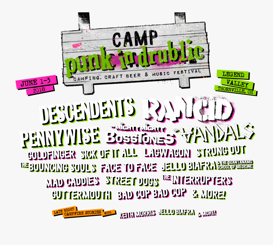 Campfire Clipart Camp Rules - Camp Punk In Drublic 2018 Lineup, Transparent Clipart