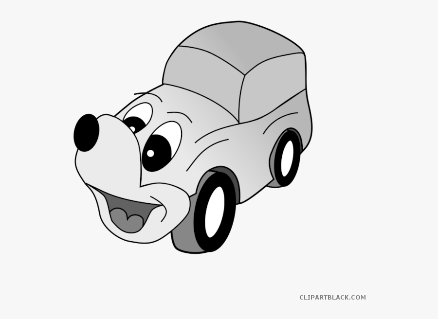 Funny Car Transportation Free Black White Clipart Images - Car With Dog Face, Transparent Clipart