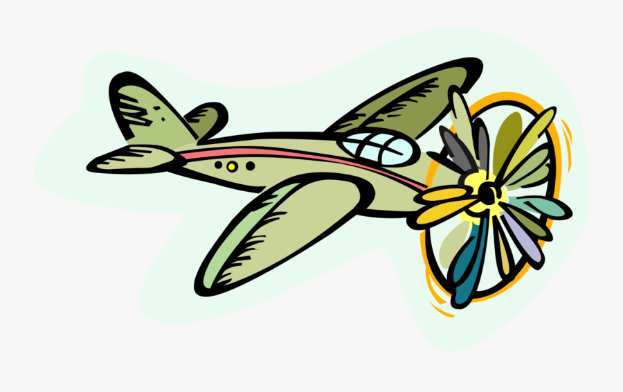 Vector Illustration Of Propeller Aircraft Airplane - Monoplane, Transparent Clipart