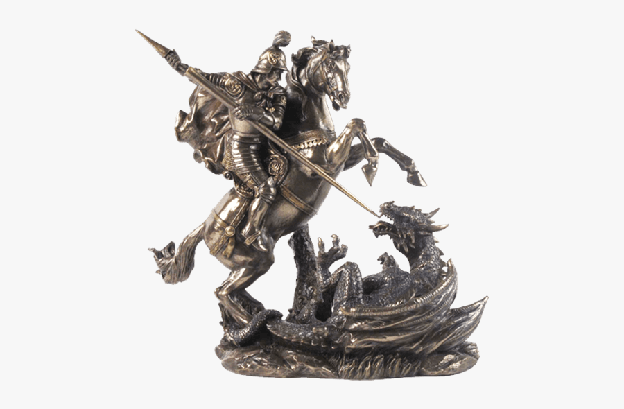 George On Horse Slaying A Dragon Statue - St George Slaying The Dragon Statue, Transparent Clipart