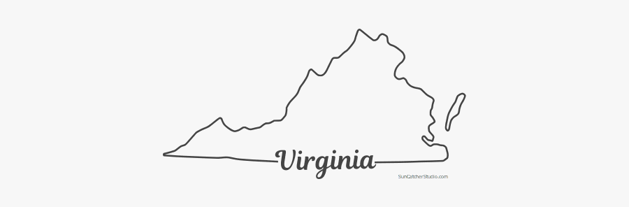 Free Virginia Outline With State Name On Border, Cricut - Line Art, Transparent Clipart
