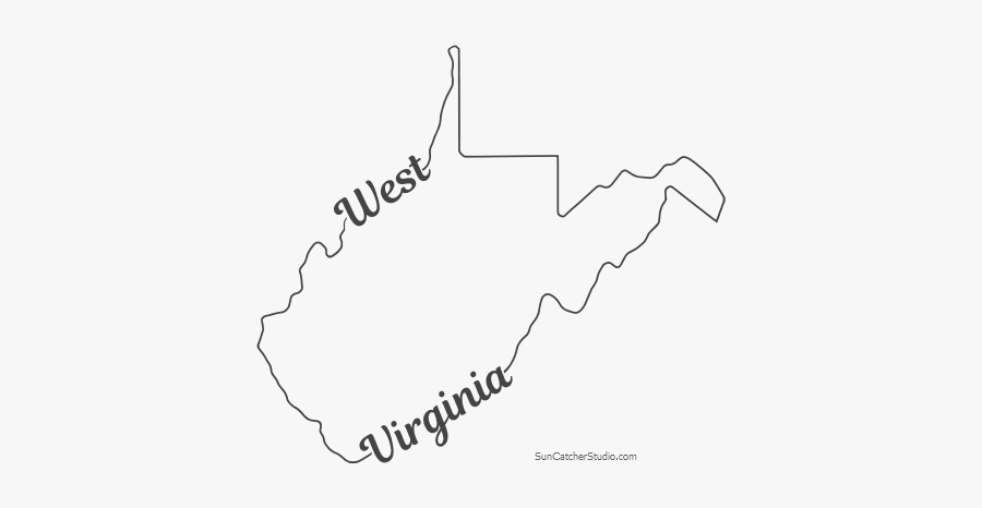 Free West Virginia Outline With State Name On Border, - State Of West Virginia Silhouette, Transparent Clipart