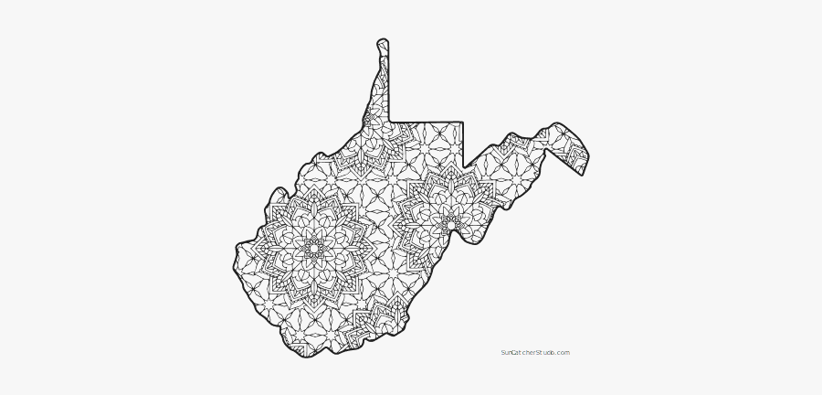Free Printable West Virginia Coloring Page With Pattern - Outline West Virginia, Transparent Clipart