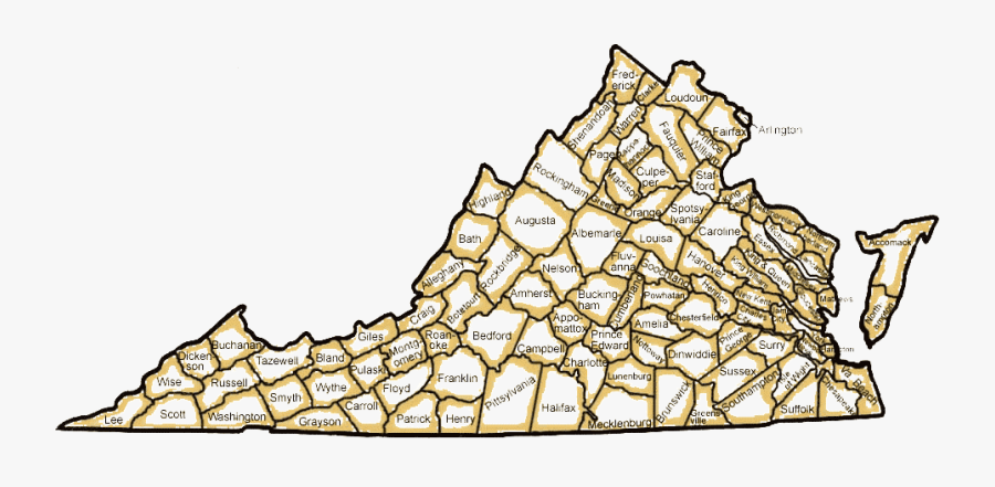 County Map Of Virginia, Transparent Clipart